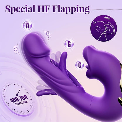 เครื่องนวดสั่น G-Spot สำหรับผู้หญิง 3 in 1 แบบเลียลิ้นพร้อมที่กระตุ้นคลิตอริสสำหรับผู้ใหญ่