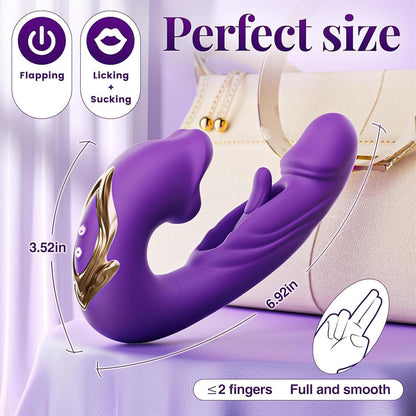 เครื่องนวดสั่น G-Spot สำหรับผู้หญิง 3 in 1 แบบเลียลิ้นพร้อมที่กระตุ้นคลิตอริสสำหรับผู้ใหญ่