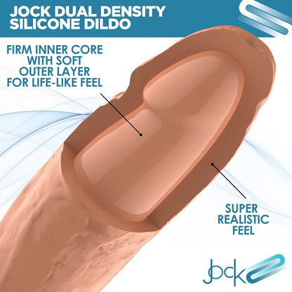 จู๋ปลอม Jock 6 Dual Density สำหรับผู้ชาย ผู้หญิง และคู่รัก จู๋ปลอมซิลิโคนพรีเมียมเสมือนจริงเป็นพิเศษ ปลอดภัยต่อร่างกาย จู๋ปลอมเสมือนจริง 1 ชิ้น ขนาด 6 นิ้ว สีอ่อน