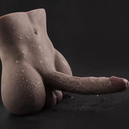 Torso Male Sex Doll with Flexible Dildo Realistic Huge Cock. Black Men Sex Dolls for Women Tight Anal Hole 8in Cock for Female Masturbation. Unisex Masturbator Toy for Gay Couple 6.2lb