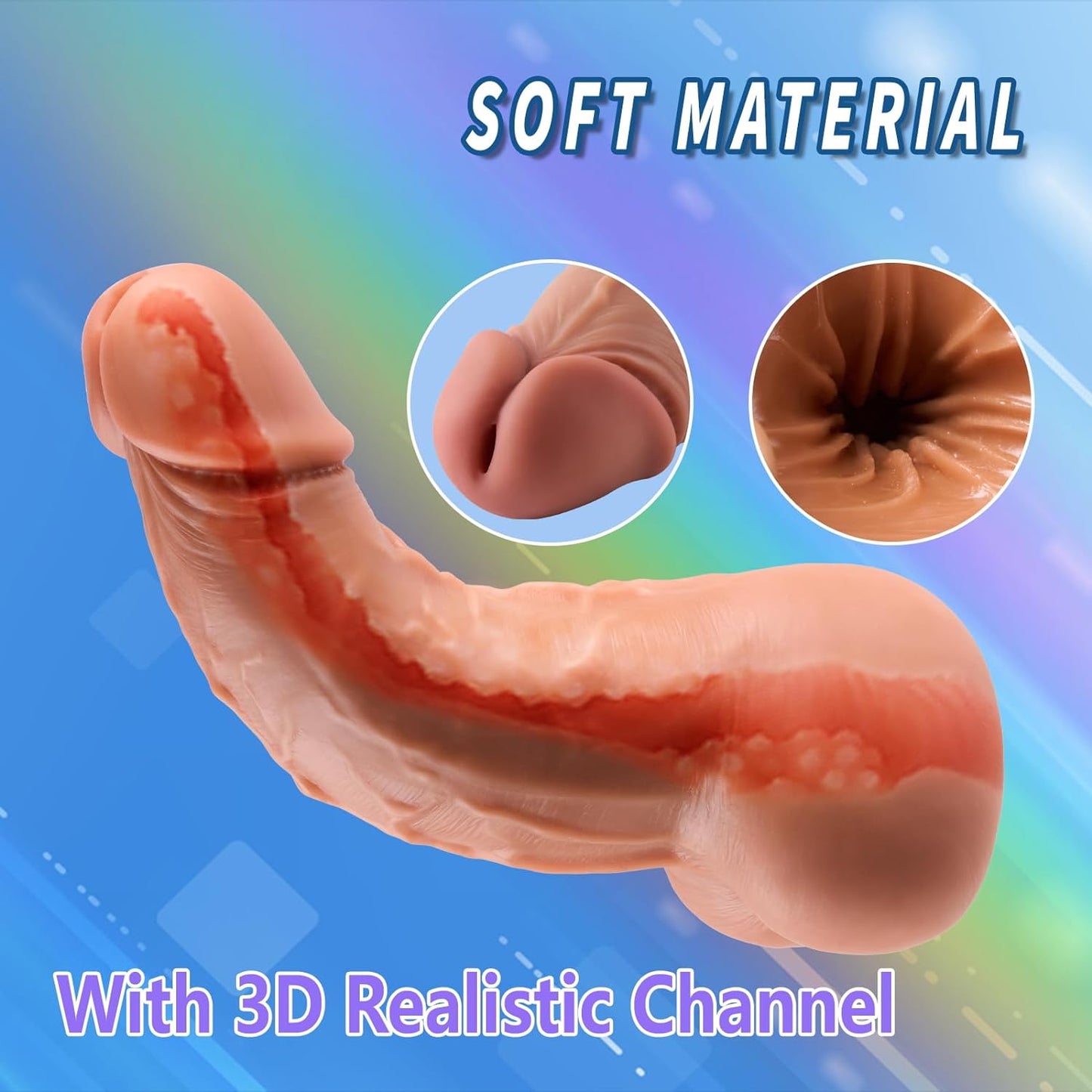 2 in 1 Realistic Dildo Pocket Pussy Male Masturbator with Penetrable Pee-Hole and Anus. Lifelike Dildos Shape Male Sex Toys with Balls for Gay Sex. Eterfore Male Sex Doll for Men Couple …