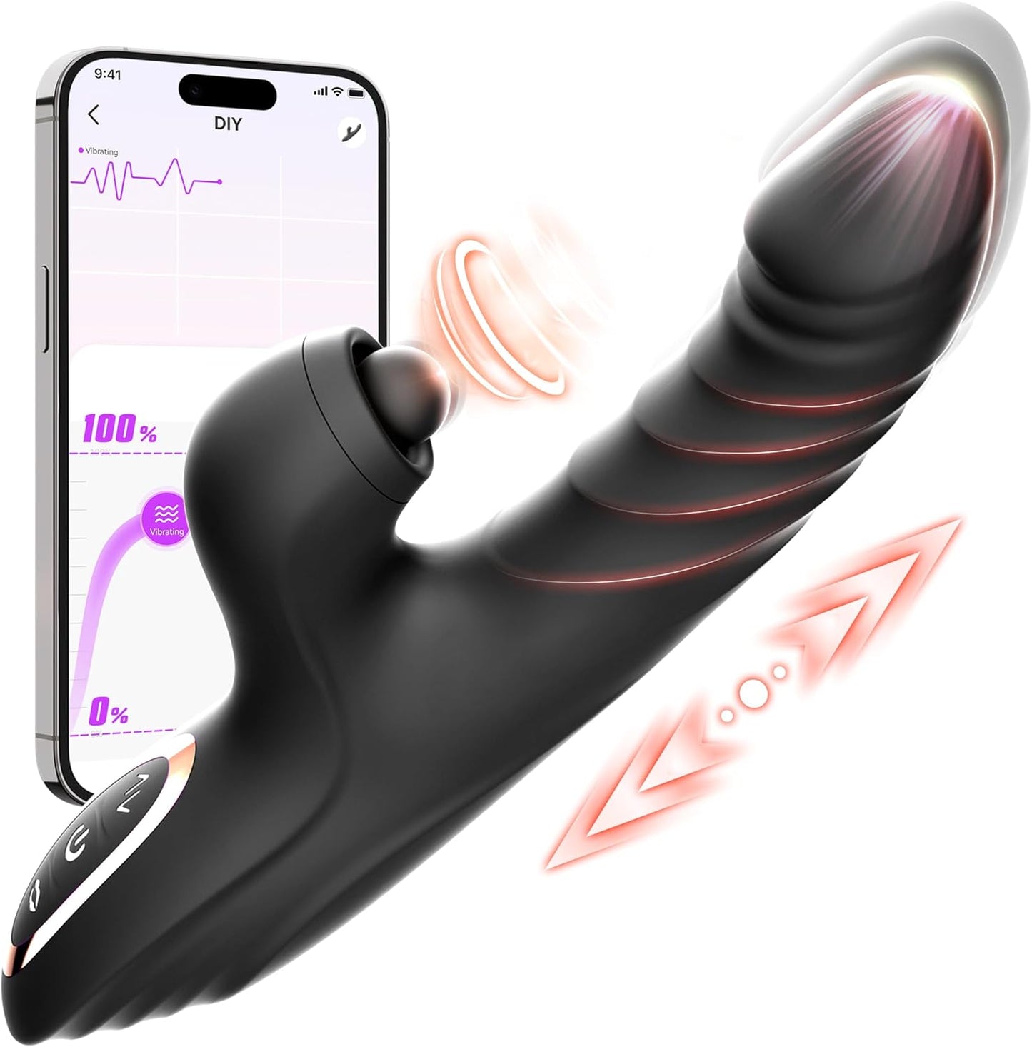 Vibrator Thrusting Dildo for Women Toendi G Spot Vibrator Clitoral Stimulator Sex Toys Dildos Vibrator with 10 Vibration 7 Thrust Mode with Licking. Rabbit Vibrators Adult Sex Toy for Women and Couple