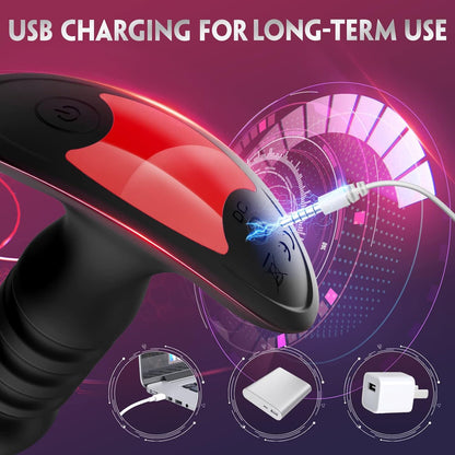 Anal Plug Vibrator with App Control Sex Toy for Men Women - Prostate Massager with 7 Thrusting & Vibrating Modes Adult Anal Vibrator Butt Stimulator Plug for Male Female (Black)