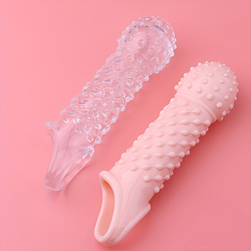 2pcs Penis Enhancer Sleeves with Stretch G-Spot Stimulation - Reusable Cock Ring & Nozzle for Men's Sexual Pleasure Sex Toy For Men Masturbating Sex Toy For Men Anal