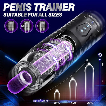 Automatic Male Masturbator Sex Toys for Men - Adult Toy Male Sex Toys with 7 Thrusting & 7 Rotating Modes.Hands Free Pocket Pussy Sex Machine with Visual Window & Suction Base Electric Penis Pump
