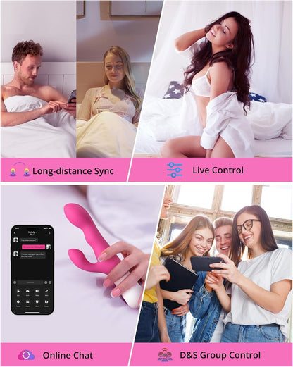 LOVENSE Nora Rabbit Vibrator with APP Control. Pink Vibrator Rabbit with Dual Motor. Clitoral Stimulator Dildo Massager. Sex Toys for Women with Smartphone Wireless