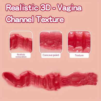 Realistic Tactile Male Masturbation Toy. Soft Flexible Pocket Design. 3D Lifelike Female Texture and Intense Anal Design. Portable Adult Male Pleasure Aid. TPE Material. with No Batteries Required