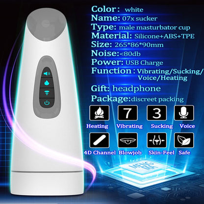 Air-heating Masturbator สำหรับผู้ชาย, อุปกรณ์สำเร็จความใคร่อัตโนมัติด้วยระบบสุญญากาศ, ของเล่นเซ็กส์กระตุ้นอารมณ์, ออรัลคัพสำหรับอมควย, ถ้วยสำเร็จความใคร่สำหรับผู้ชาย, อุปกรณ์ช่วยตัวเองสำหรับผู้หญิงสำหรับผู้ชาย