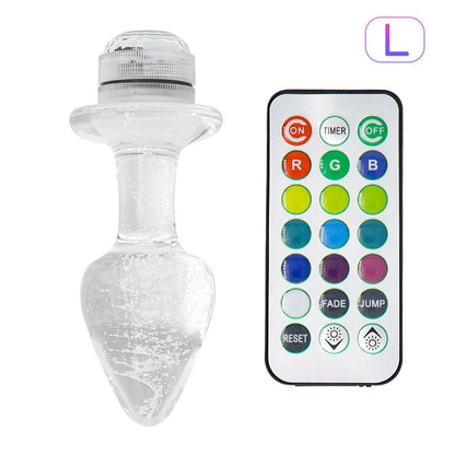 คริสตัล Anal Plug Vibrator Luminous Glass ปลั๊กไฟ LED รีโมทคอนโทรล Dildo ช่องคลอด Anal ของเล่นนวด Buttplugs