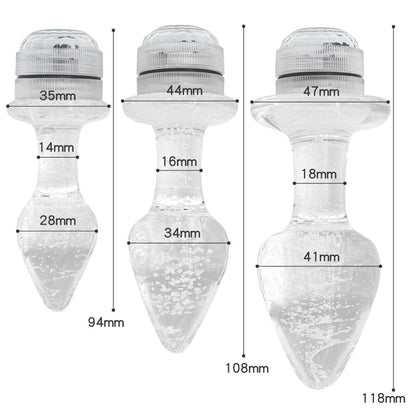 คริสตัล Anal Plug Vibrator Luminous Glass ปลั๊กไฟ LED รีโมทคอนโทรล Dildo ช่องคลอด Anal ของเล่นนวด Buttplugs