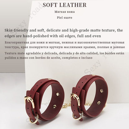 BDSM ชุดเครื่องราง Bundle Bondage หนังชุดยับยั้งชั่งใจทาส Handcuffs ห่วง Whip สุนัข Slave เกมสำหรับผู้ใหญ่
