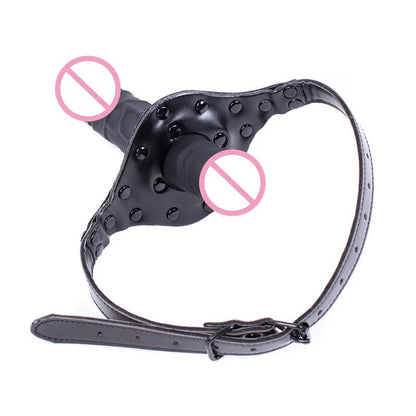 BDSM Sex Slave ปาก Gags คู่หัว Bondage Restraints จริง Dildo เปิดปาก Gag Ball คู่ช่องปากเพศของเล่นสำหรับผู้หญิงผู้ชาย