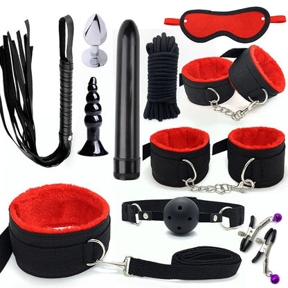 Bondage BDSM Kits Exotic Rope Play Sex Products for Adults Games Handcuffs Sexy Plush Toy for Couples Exotic Accessories 11pcs