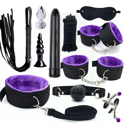 Bondage BDSM Kits Exotic Rope Play Sex Products for Adults Games Handcuffs Sexy Plush Toy for Couples Exotic Accessories 11pcs