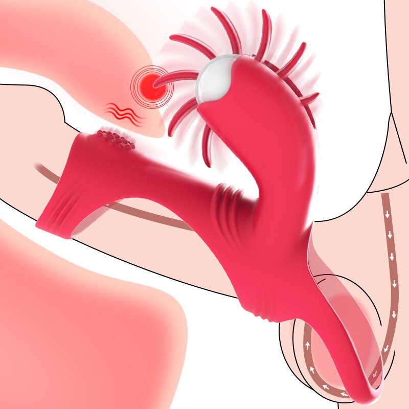 Penis Ring Cock Vibrator สำหรับคู่รัก ผู้หญิงเลีย ช่องคลอดสั่น Clit Stimulator G Spot Orgasm ล็อคชาย Cockring สำหรับผู้ชาย ของเล่น