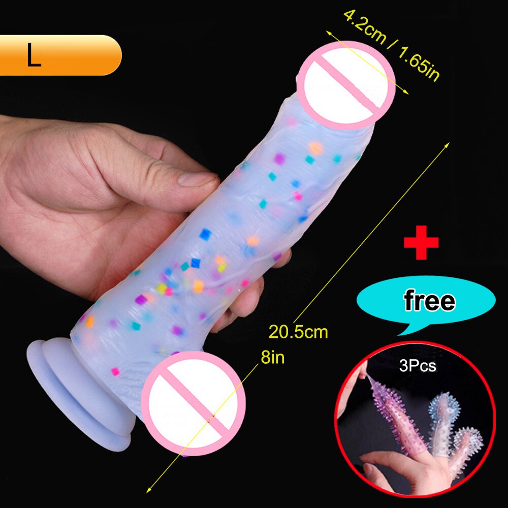 Confetti Dildo ที่สมจริงซิลิโคน Dildo. พร้อมถ้วยดูดสำหรับเล่นฟรีแบบแฮนด์ฟรี. จู๋สมจริงสำหรับผู้หญิงและคู่รัก