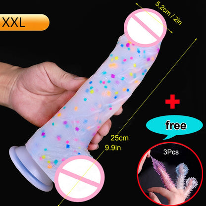 Confetti Dildo ที่สมจริงซิลิโคน Dildo. พร้อมถ้วยดูดสำหรับเล่นฟรีแบบแฮนด์ฟรี. จู๋สมจริงสำหรับผู้หญิงและคู่รัก