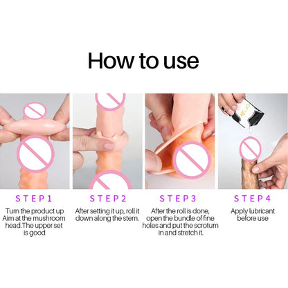 Delay Ejaculation Reusable Penile Extension Sleeve Condom 2 Sizes Cock Ring Male Enlargement For Adult Men Dildo Enhancer Sex