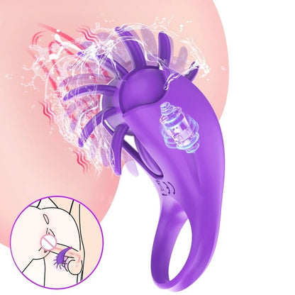 Penile Ring Delay Lock Sperm Vibrator Tongue Licking G-Spot Vaginal Clit Stimulator Orgasm Penis Lock for Men