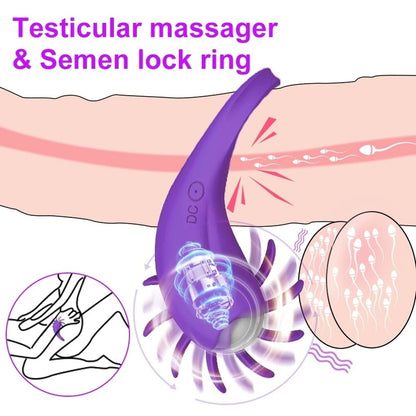 Penile Ring Delay Lock Sperm Vibrator Tongue Licking G-Spot Vaginal Clit Stimulator Orgasm Penis Lock for Men