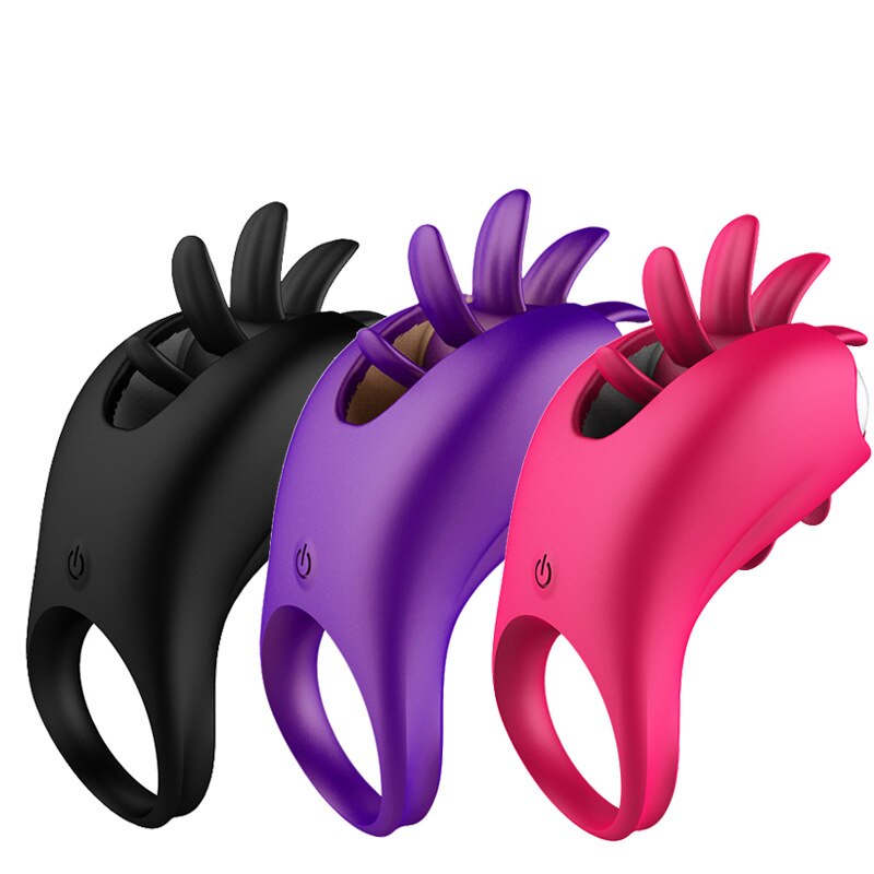 Penile Ring Delay Lock Sperm Vibrator Tongue Licking G-Spot Vaginal Clit Stimulator Orgasm Penis Lock for Men