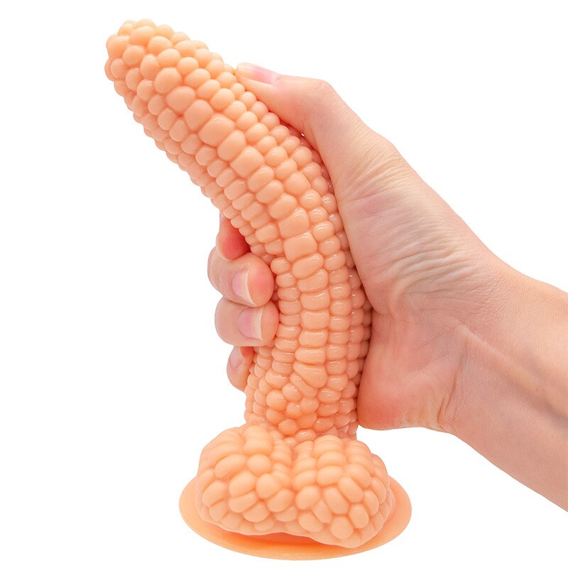 ข้าวโพดซิลิโคนจริง Dildo Anal ปลั๊กดูดถ้วยผัก Dildo เพศของเล่นสำหรับผู้หญิงช่องคลอดนวด G-Spot masturbator ดี