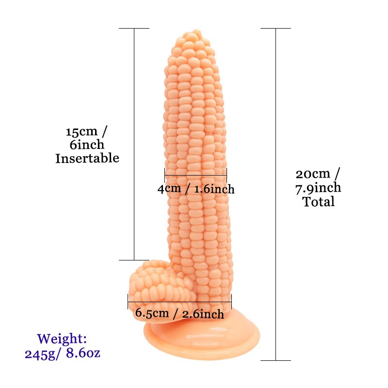 ข้าวโพดซิลิโคนจริง Dildo Anal ปลั๊กดูดถ้วยผัก Dildo เพศของเล่นสำหรับผู้หญิงช่องคลอดนวด G-Spot masturbator ดี