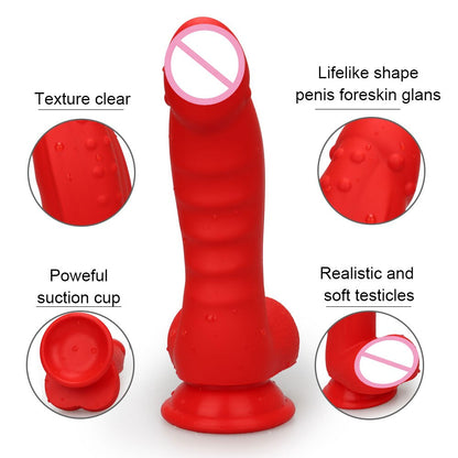 Red Dildo Anal Sex Toys Masturbator For Gay Women Liquid Dildos Silicone Suction Cup Butt Plug Anus Sex Toy Vagina Stimulator