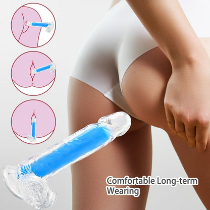 เลสเบี้ยน Dildo ดูดถ้วยสมจริง Penis สำหรับผู้หญิงช่องคลอด Clitoris Stimulator หญิง Masturbator Noctilucent เซ็กซ์ทอย
