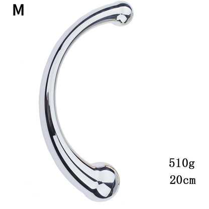 Double Ended Stainless Steel G Spot Wand Massage Stick Pure Metal Penis P-Spot Stimulator Anal Plug Dildo Sex Toy for Women Men