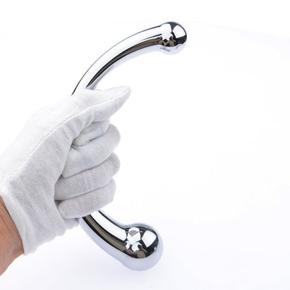Double Ended Stainless Steel G Spot Wand Massage Stick Pure Metal Penis P-Spot Stimulator Anal Plug Dildo Sex Toy for Women Men