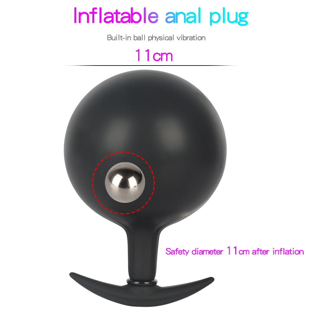 Expandable Prostate Massager Butt Plug อุปกรณ์ช่วยสำเร็จความใคร่สำหรับผู้ใหญ่ จุกเสียบก้นที่พองลมได้ ซิลิโคนขนาดใหญ่พิเศษ จุกเสียบก้นสำหรับสวนทวาร ปั๊มขยายทวาร จุกขยายทวาร
