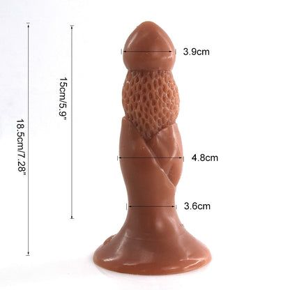 FAAK Mushroom Shape Anal Plug with Suction Cup Dual Layer Silicone Dildos Butt Sex Toys Skin Color Honeycomb Surface Stimulate
