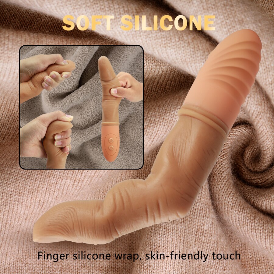 Efficient Finger Vibrator for Women G Spot Clitoris Massager Heating Silicone Finger Dildo Masturbator Adult Toys
