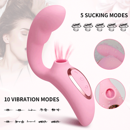 G Spot clitoral sucking vibrator dildo เครื่องกระตุ้นจุด G และคลิตอริสแบบดูดสั่น พร้อมเครื่องนวดทวารหนัก 5 + 10 โหมด ของเล่นทางเพศสำหรับผู้ใหญ่สำหรับผู้หญิงและคู่รัก