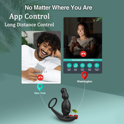 Gelugee App Anal Plug Vibrator เซ็กซ์ทอยสำหรับชาย Prostate Massager 360องศากระตุ้นชาย Buttplug ด้วยแหวน Cock