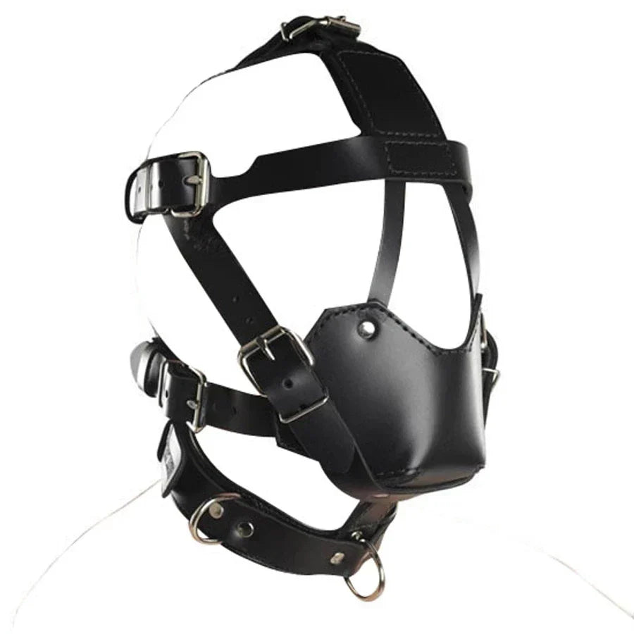 SM Leather Padded Hood Blindfold.Head Harness Mask Gag. BDSM Bondage .Sex Toys For Couples Accessories