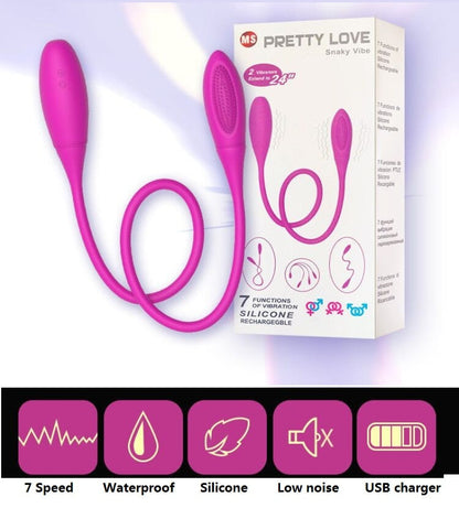 7 Speed Silicone Snaky Double Vibration USB Rechargeable G-spot Vibrator Bullet Adult Sex Products for Couple Toys