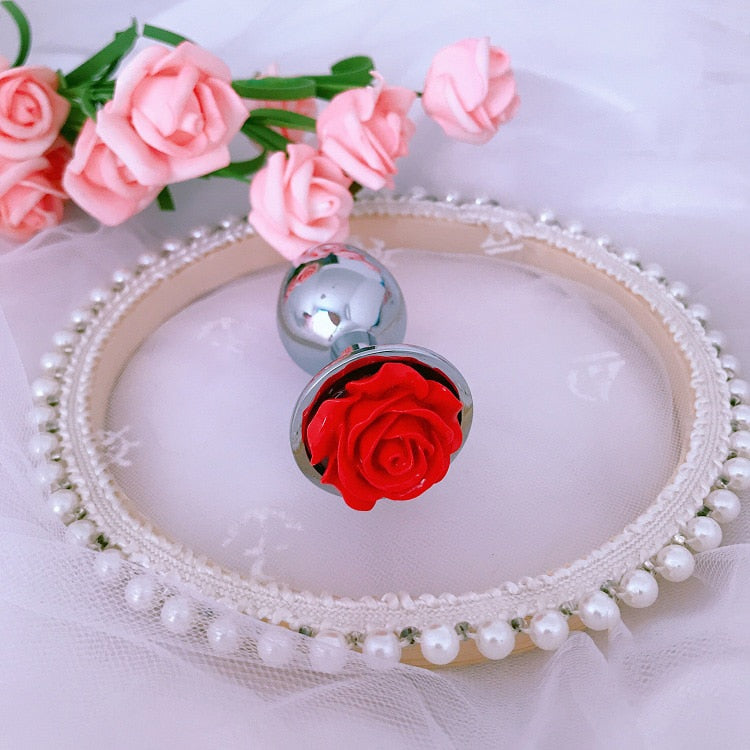 Rose Flower Anal Plug for Men and Women  Masturbator Adult Sex Goods Stainless Steel Butt  Toys  Adults  Products