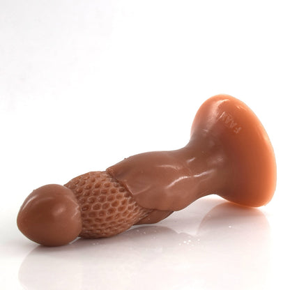 FAAK Mushroom Shape Anal Plug with Suction Cup Dual Layer Silicone Dildos Butt Sex Toys Skin Color Honeycomb Surface Stimulate