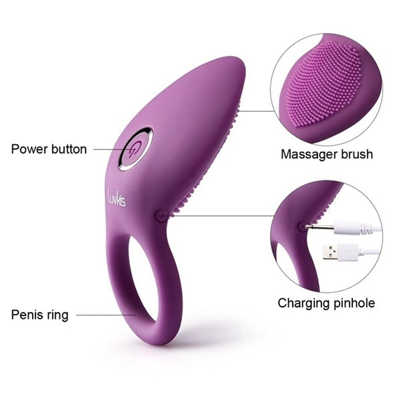 Penis Ring Vibrating Clitoris Stimulator G Spot Sex Toys for Couple Vibro Delay Lick Vagina Orgasm Lock Fine Sleeve Vibrator