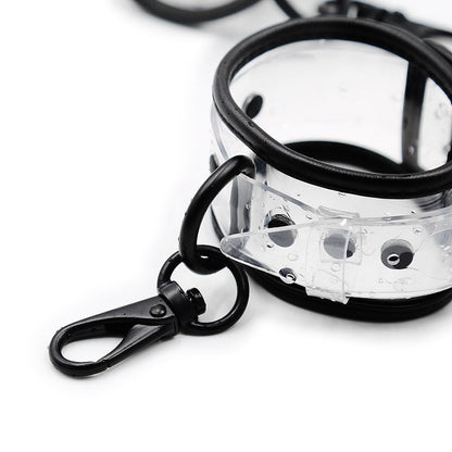 Adjustable Transparent PVC Handcuffs Ankle Cuffs Collar Neck Manacle BDSM Bondage Restraints Shackles Fetish Sex Toy for Couples