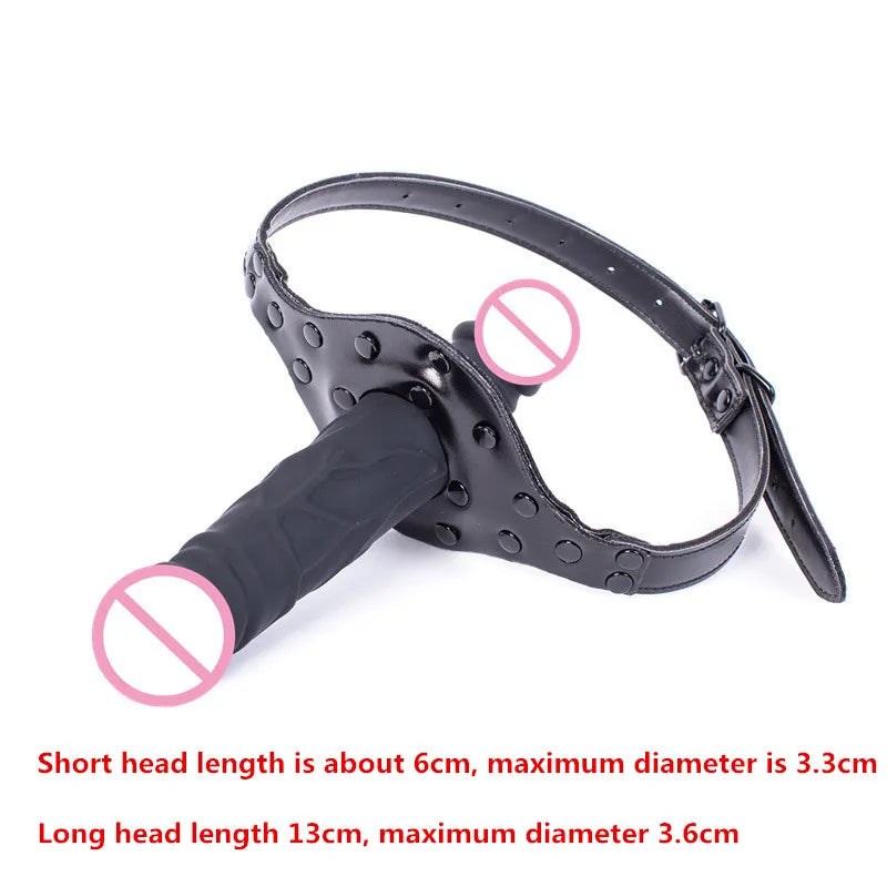 BDSM Sex Slave ปาก Gags คู่หัว Bondage Restraints จริง Dildo เปิดปาก Gag Ball คู่ช่องปากเพศของเล่นสำหรับผู้หญิงผู้ชาย