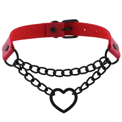 BDSM Punk Black Metal Tassel Red Choker Necklace Sexy Spiked Neck Strap Clavicle Collar Men Necklaces Halloween Women