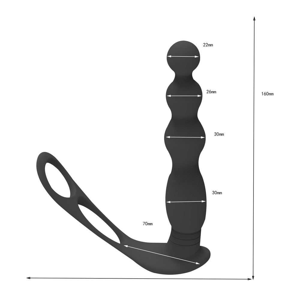 Silicone Anal Butt Plug  Pull Beads with Cock Ring Prostate Massager Anal Balls Vibration Heating  Erotic Anal Sex Toy for Adult