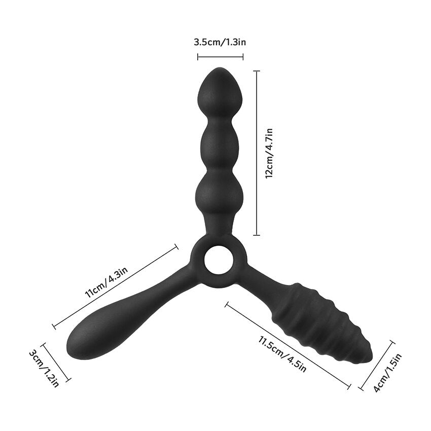 Silicone Butt Vagina Plug 3 In 1 Erotic Anal Sex Toy Anal Beads Butt Plug Anus Prostate Stimulator Massager Anal for Women Men