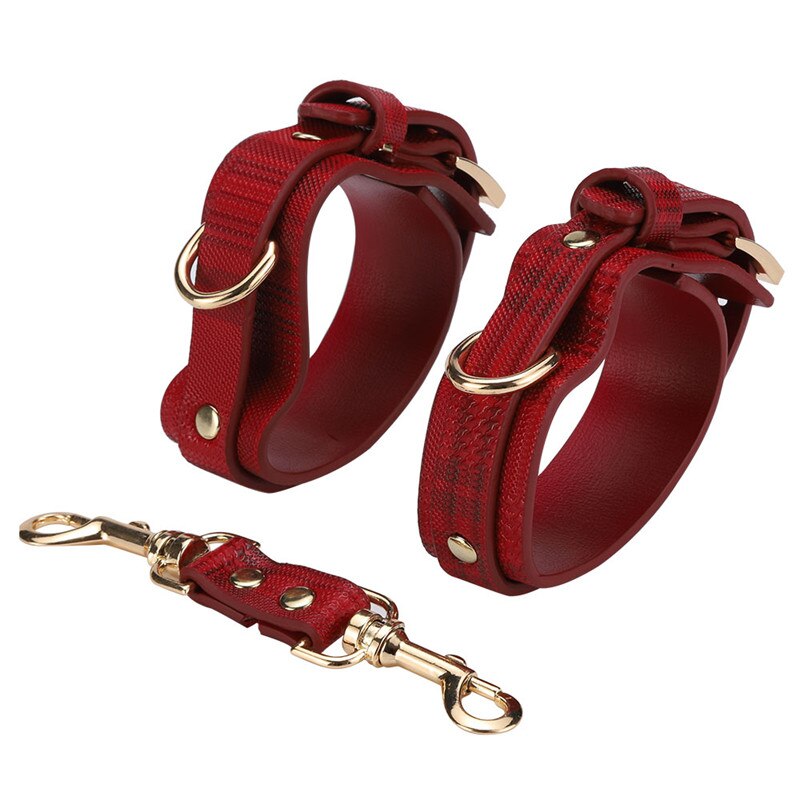 Sex Bondage BDSM Kit Restraints Set Sex Toys with Hand Cuffs Ankle Cuff Bondage Collection &amp; Whip &amp; Collar Choker SM Games