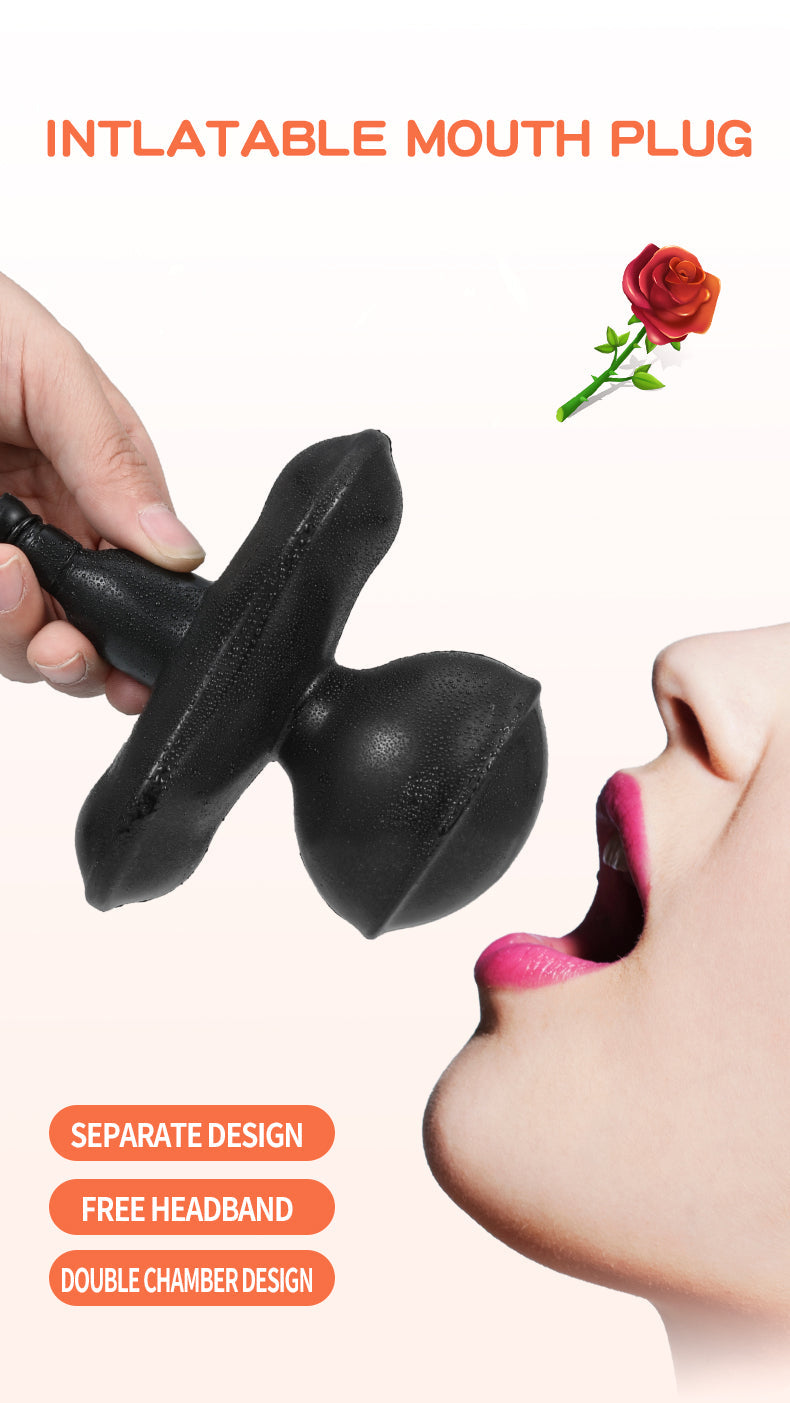 BDSM Super Huge Mouth Gag Strapless Inflatable Expansion Open Mouth Gag Restraint Bondage Adult Sex Toys for Woman Couples Slave