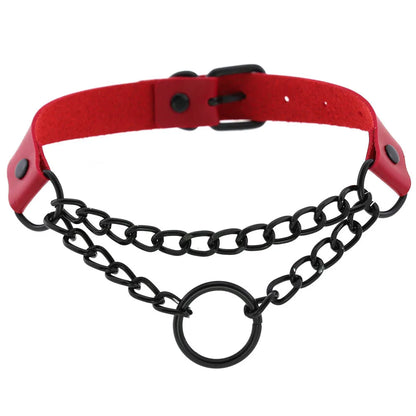 BDSM Punk Black Metal Tassel Red Choker Necklace Sexy Spiked Neck Strap Clavicle Collar Men Necklaces Halloween Women