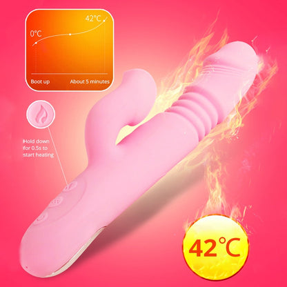 Heating Powerful Telescopic Vibrator for Women Tongue Licking Sex Toys Soft Silicone Clitoris Massage Stick Female Masturbators